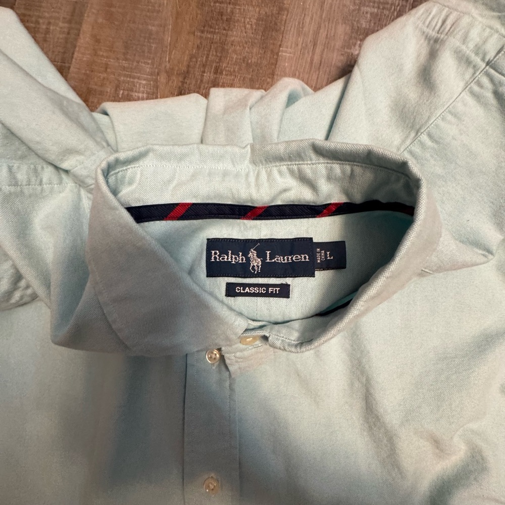 Ralph Lauren Classic Fit Large Blue Button Down Shirt Pony Logo 26x29.5 - Picture 3 of 5
